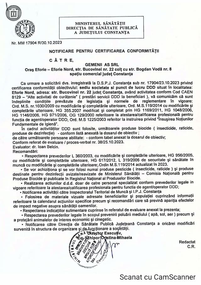 Certificat conformitate